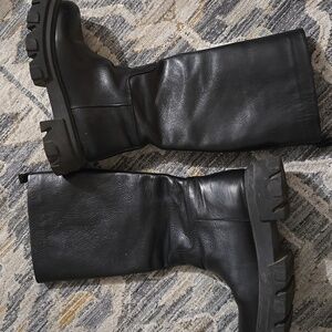 Steve Madden Black Platform Boots Sz 7 Leather